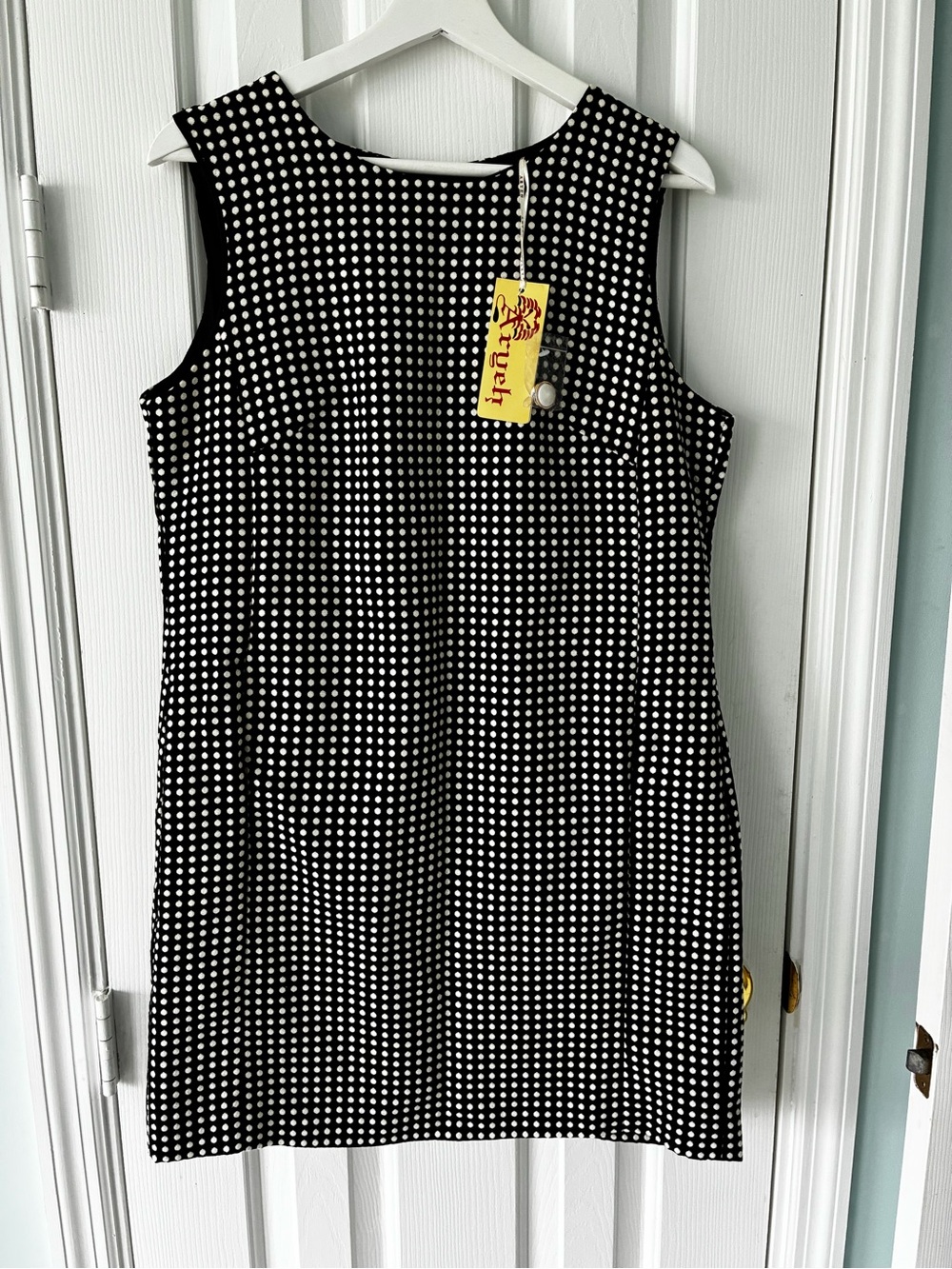 Aryeh Black and White Polka Dot Sleeveless Shift Dress